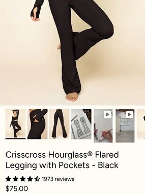 POPFLEX Black Crisscross Hourglass Flared Leggings with Pockets